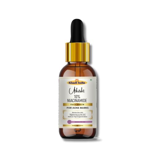 Image of khadi 10% Niacinamide Face Serum, Vitamin B3 Skin Brightening for Acne Marks and Pigmentation, Oil Free, 30ml