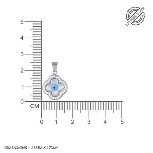 Image of Miss Highness 925 Sterling Silver Pendant for Women | Evil Eye Pendant with Chain | Certified Pure Silver Jewellery | Office Wear Necklace | Gift for Wife, Girlfriend, Birthday & Anniversary