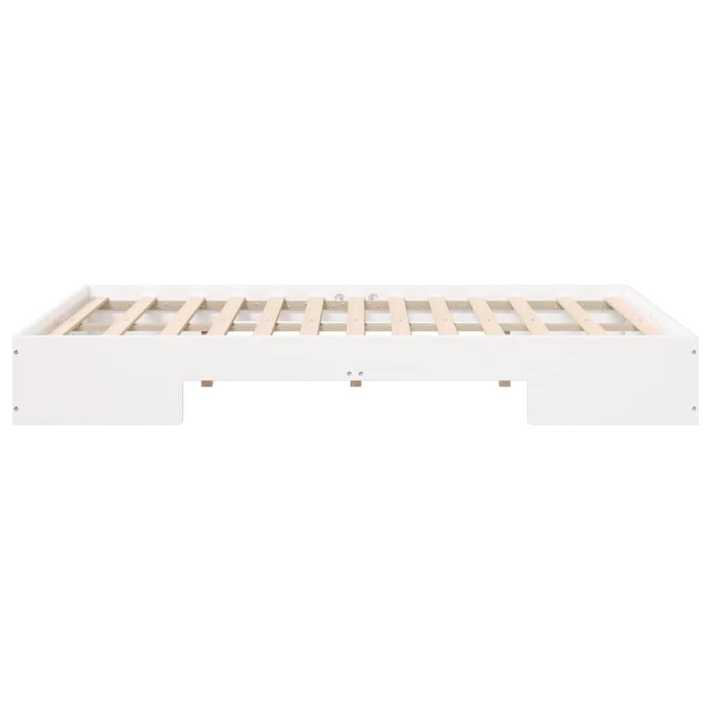 Marco de cama de madera maciza de pino blanco 135 x 190 cm con espacio de almacenamiento y plataforma estable, juego de dormitorio moderno para colchón cómodo y uso a largo plazo