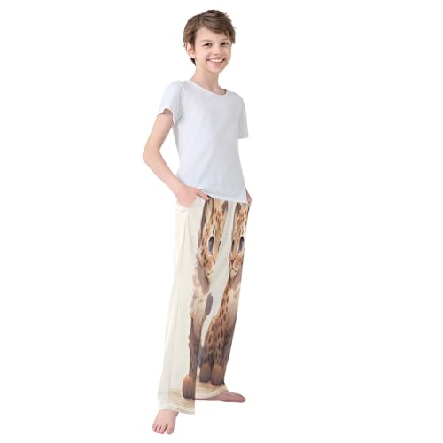Boys' Pants Cute Leopard Animal Long Bottoms Jogger Pants Elastic Waist Trousers with Pockets S-XL4