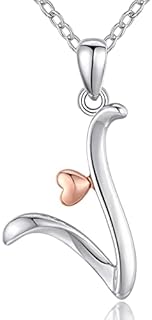 CELESTIA Initial Letters Necklace for Women Girls, Personalized 925 Sterling Silver Alphabet and Heart Pendant Jewellery A to Z
