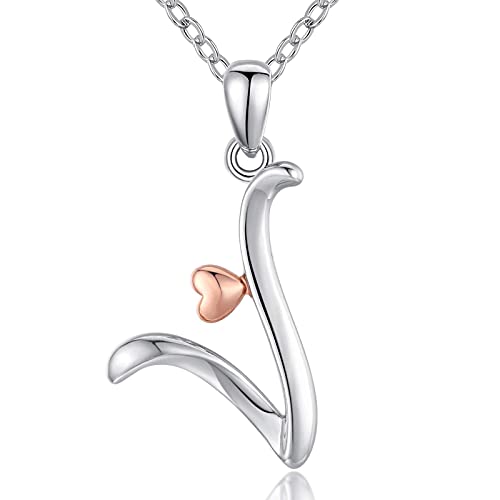CELESTIA Name Initial Necklace Ladies Silver Letter Necklace with Heart Pendant and Letter G Personalized Jewellery for Women 50th, 60th Birthday Gifts for Women