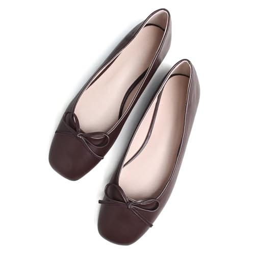 Hee grand Women's Ballet Flats Bowknot Square Toe Dressy Flat Shoes for Casual Work Comfort Slip On Flats4
