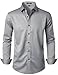 JEMITOP Men's Stretch Wrinkle Free Dress Shirts Formal Wedding Prom Long Sleeve Button Down Shirt Grey XL