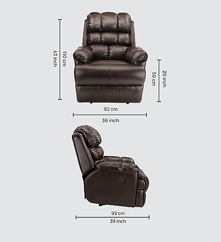 Image of Little NAP Single Amet Soft Leatherette Manual Recliner | Padded Seater Aram Sofa | Relaxing Chair for Home Office Movie Theater Room | Brown