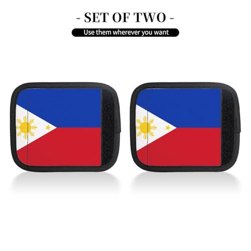 2 Pcs Luggage Handle Wraps, Philippine Flag Print Grip Handle Cover/Travel Bag Identifier for Suitcase Accessories2