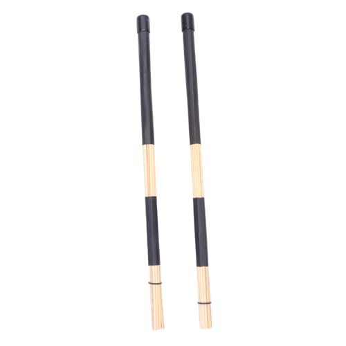 1 par de baquetas de madera para batería, con mango de goma, color negro