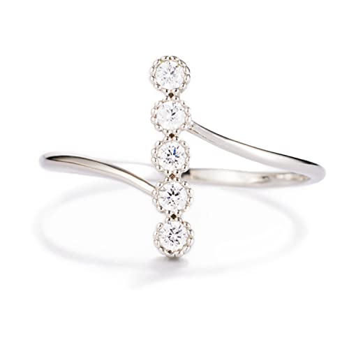 STORYJEWELLERY Dainty Dots Ring for Women, Sterling Silver Cubic Zirconia Cute Rings for Women and for Girls, Inspirational Birthday Christmas Gifts for Women