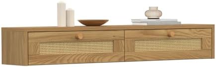 IDMarket - Consola de pared con 2 cajones HANAE, efecto caña natu...