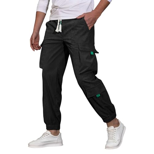WENKOMG1 Mens Pants, Casual Drawstring Workout Lounge Joggers Sweat Pants with Pockets, S-2XL