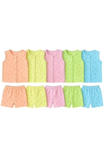 Image of New Born Baby Unisex Breathable Cotton Sleeveless Button Jhabla Dress | Boy & Girl Baby Clothe Size From 3 Months | Jabala Set for New Born | Pack Of 5 Combo