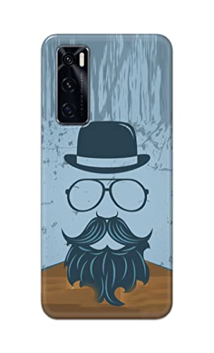 Image of PRINTFIDAA Mustache Beard and Hairstyle Hipster in Glasses Printed Designer Hard Case for Vivo V20 SE Back Cover -(e) RPM1002