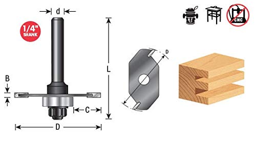 Amana Tool - (53300) Slotting Cutter Assembly 2 Wing x 1-7/8 Dia x 1/16 x 1/4 Inch Shank