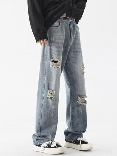 Blue Jeans Men's Autumn Loose Straight American Long Pants3