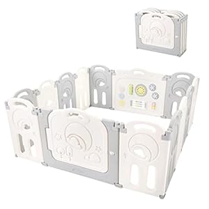 Fortella Cloud Castle Foldable Playpen, Baby Safety Play Yard with Whiteboard and Activity Wall, Indoors or Outdoors (14…