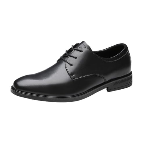 Mens British Style Leather Oxford Shoes Formal Office Wedding Business Casual Comfortable Non Slip Rubber Sole Resistant Anti-Slip Working