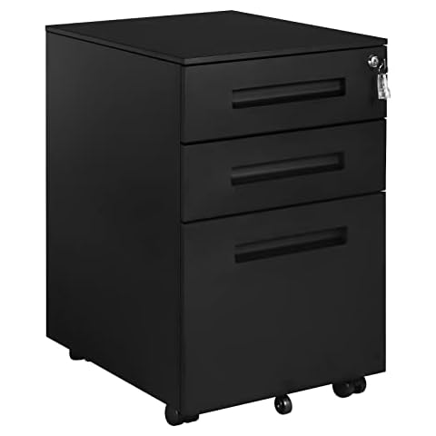 WOLTU Rollcontainer Metall, Mobiler Aktenschrank Büroschrank Cover