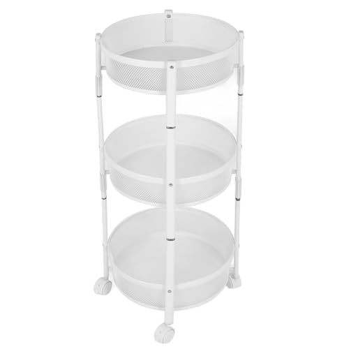 Marhynchus Versátil de 3 Niveles de 3 Niveles con Gran Capacidad para la Oficina de la Sala de Estar de Cocina, Material de Acero Al Carbono a Prueba de Arañazos (Black) (White)