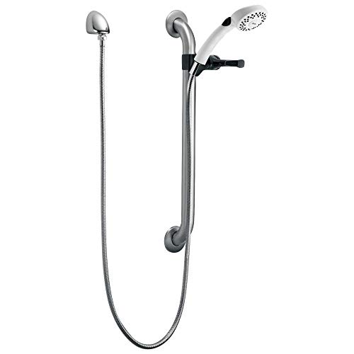 DELTA FAUCET RPW324HDF-1.5 Slide Bar Hand Shower Handshower, Stainless and White