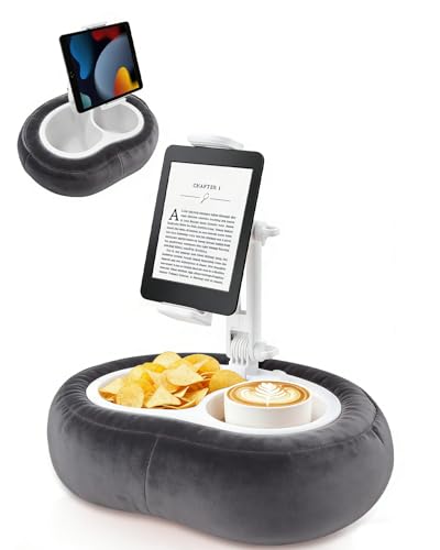 Miledi Tablet Pillow Stand for Bed with Detachable Snack Bowl Black