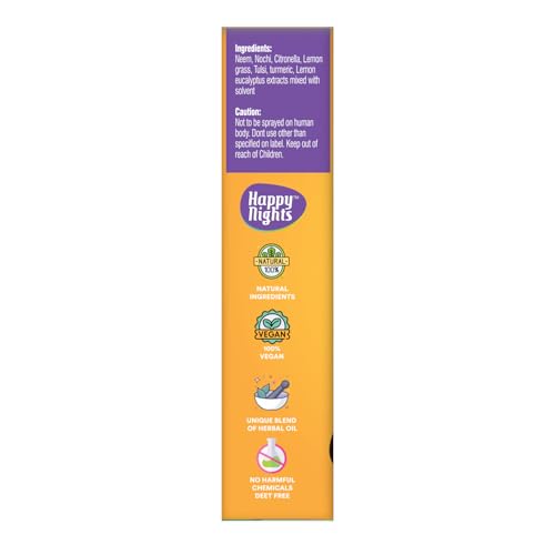 Image of Happy Nights Herbal Mosquito Repellent Room Spray | Orange Fragrance | Effective Protection from Mosquito | Anti Mosquito Spray for Room | Safe for Babies & Pets | 100ml (Pack of 1)