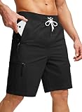 Kayrth Men's Swim Trunks Quick Dry Board Shorts with 5 Pockets Swimsuit Swimwear for Men - No Mesh Liner Black