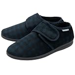 NorthSole Mens Slippers Easy Close Hook & Loop Adjustable - Navy - UK 10
