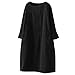 Produktbild LOPILY Winterkleid Damen aus Cord Straight Shirtkleid mit Rundhalsausschnitt Jumper Sweatkleider Große Größen Locker Tunikakleid Einfarbig Basic Blusenkleider Weihnachten Silvester (Schwarz, L)