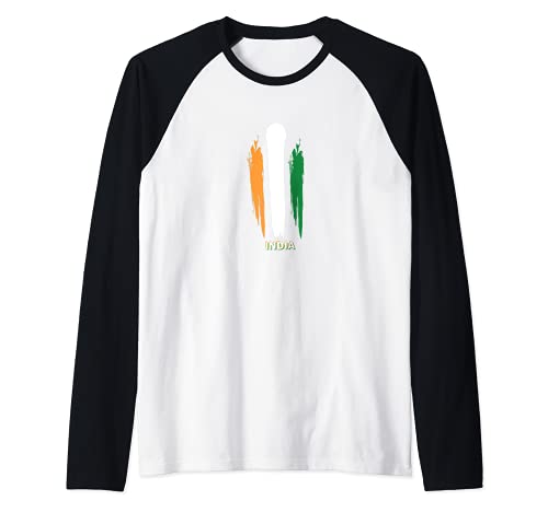 Flag India Raglan Baseball Tee, Black