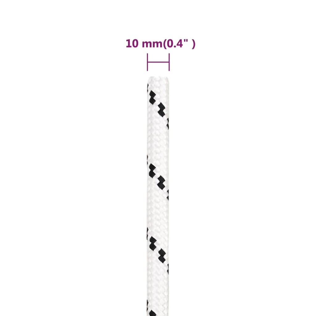 Cuerda Trenzada de la línea Outdoor, Cuerda Trenzada for Barco de poliéster, Multicolor, Varios tamaños, Resistente a los Rayos UV, al desgarro(White/25m,10 mm)