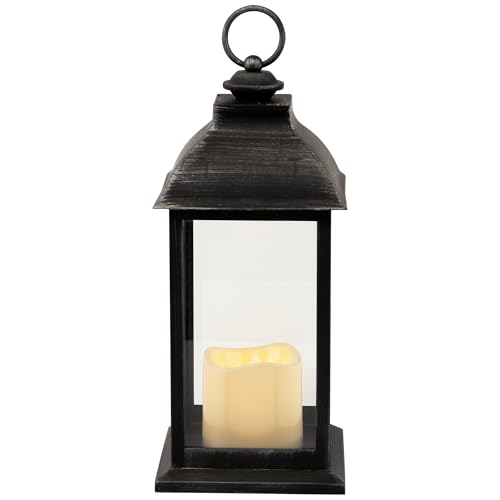Image of LED Lantern with Flameless Candle - 12.5 inch - Brushed Silver