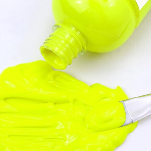 Image of Artecho Yellow Glow in the Dark Acrylic Paint 500ml / 17oz Large Bottle | Semi Glossy Finish, High Pigment Rich Color Craft Paint for Canvas, Rocks, Wood, Fabric, Ceramic, Non-Toxic