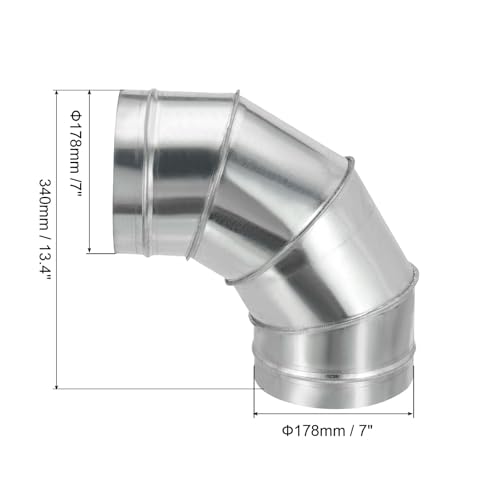 Coude de conduit en fer galvanisé rigide de 7" pour montage HVAC durable - 3