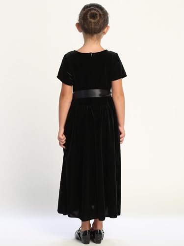 Made in USA - Velvet Girls Black Dress - Black Christmas Dress Girls - Black Flower Girl Dress - Vestido Negro para Niña3