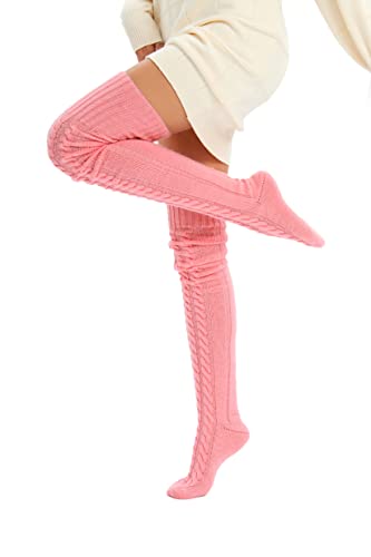 Image of Women's Thigh High Knitted Winter Boot Socks Vintage Extra Long Leg Warmer Over Knee High Stockings