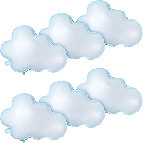 Sumind 6 Pcs 28 Inch White Cloud Balloons Foil Cloud Decorations Cute Shaped Balloons for Birthday Baby Shower Wedding Themed Party Decor Supplies (Light Blue)