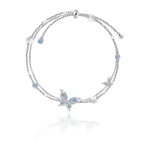 Fashionable personalized butterfly bracelet Clear ice blue adjustable bracelet Ladies' temperament accessories Exquisite butterfly accessories M3242