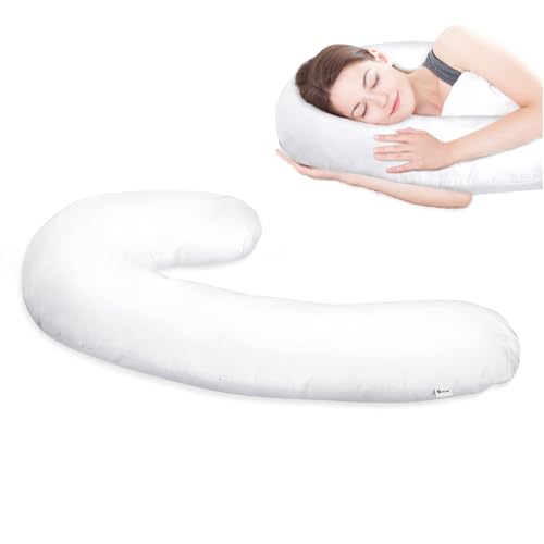 Pillowcase Compatible with J Shape Contourr Swan Body Pillow Original and Cool XL Sizes Breathable and Soft Fabric White 1 Pack