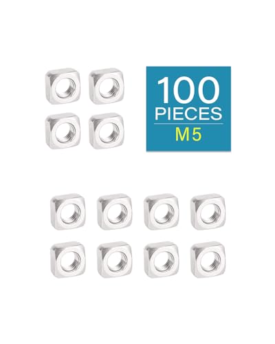 Image of M5-0.8 Square Nuts - IMScrews 304 Stainless Steel Square Nuts - Durable Fasteners for Home Repairs and Professional Engineering Pack of 100