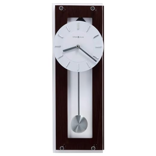 Howard Miller Adams Wall Clocks II, Espresso Finish - Silver Finished Pendulum, Wenge Style Chrome Accents, Quartz Movement Soft Ticking Wall Clock for Bedroom, Modern Grandfather Clock