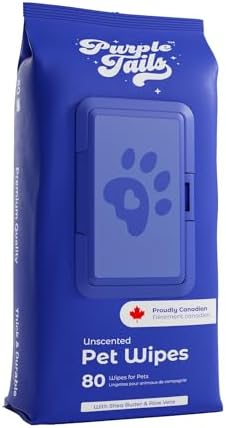 Canada Pet Wipes – 80 Pet Wipes for Paws and Butt, Fur, Ears – Plant-Based Pet Wipes with Aloe Vera, Shea Butter for Puppies, Large Dogs, Cats