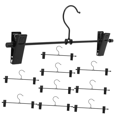 Ciieeo 10 Pack Metal Hangers for Pants Skirts Secure Clips 360° Rotation for Easy Access