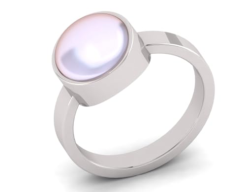 Natural South Sea Pearl Ring, Sterling Silver, for Women, White Moti Ring by DINJEWEL - Image 2