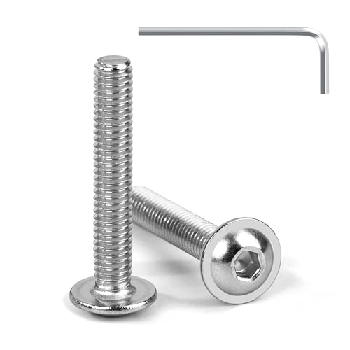 Tunejoy Vis à Tête Bombée avec Bride M4 x 25 mm Vis à Six Pans Creux en Acier Inoxydable A2 V2A Boulons à Tête Hexagonale avec Clé Allen Filetage Complet 20 Pièces