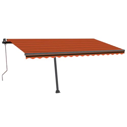 vidaXL Markise Automatisch mit LED Windsensor Sonnenmarkise Balkonmarkise Sonnenschutz Gelenkarmmarkise Standmarkise 400x350cm Orange Braun