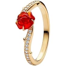Ring Fit Women Fashion Gifts 925 Sterling Silver DIY Jewelry Beauty Beast Enchanted Rose Ring number 8