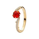 ZURWTCH Ring Fit Women Fashion Gifts 925 Sterling Silver DIY Jewelry (Beauty Beast Enchanted Rose Ring number 7)