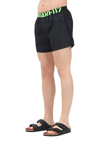 Short de mer noir DSQUARED2 haut de gamme avec ceinture stretch logotée