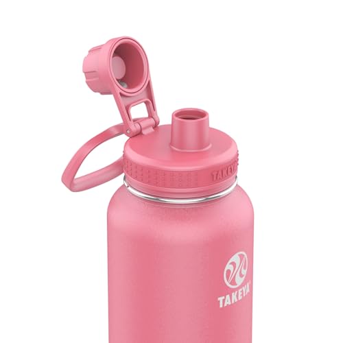 Image of Takeya Actives Stainless Steel Water Bottle, Insulated Spout Lid, Keeps Drinks Cold 24 Hrs, Leakproof, Durable, Dishwasher Safe, Ideal for Gym, Travel, Fits Most Cup Holders, 40 oz /Pink Mimosa