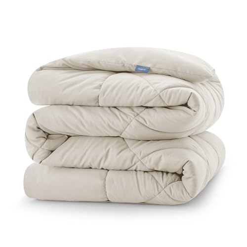 CozyLux Edredón Acolchado 140x200 cm, Edredon Cama 80, Relleno Nordico 300 gr/m² 100% Microfibra, con 4 Presillas en Las Esquinas, para Invierno y Otoño, Cálido, Lavable a Máquina, 140 × 200, Beige